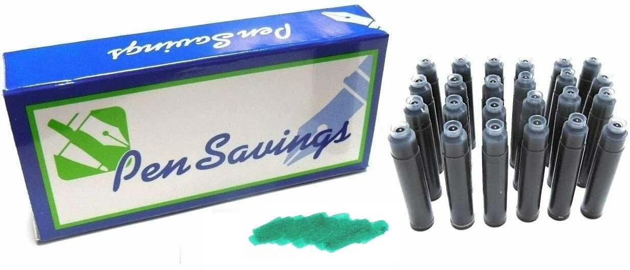 24 Standard International Short Fountain Pen Ink Cartridges, Oceans Teal 3 24 Standard International Short Fountain Pen Ink Cartridges, Oceans Teal