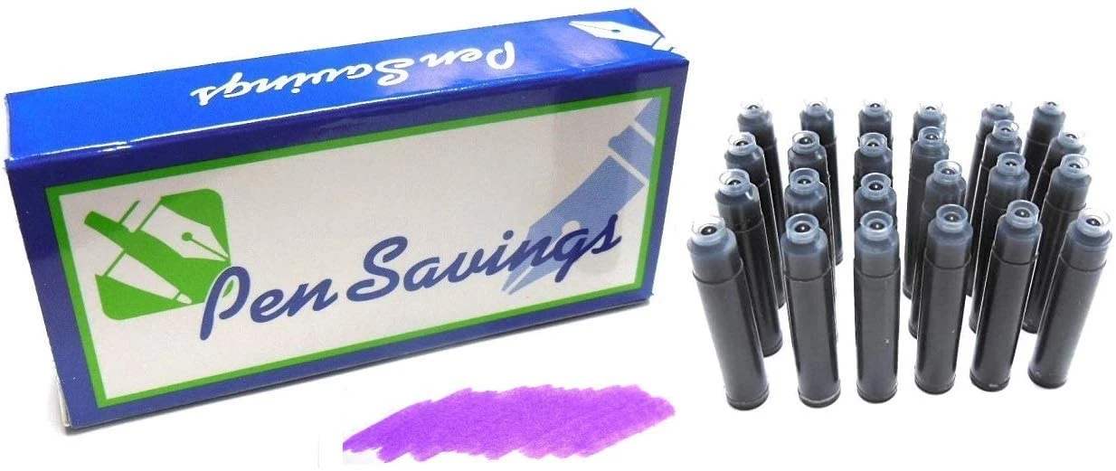 24 Standard International Short Fountain Pen Ink Cartridges, Royal Purple 3 24 Standard International Short Fountain Pen Ink Cartridges, Royal Purple