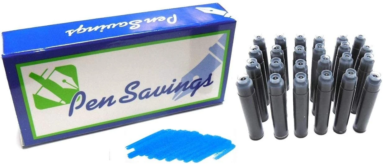 24 Standard International Short Fountain Pen Ink Cartridges, Royal Blue 3 24 Standard International Short Fountain Pen Ink Cartridges, Royal Blue