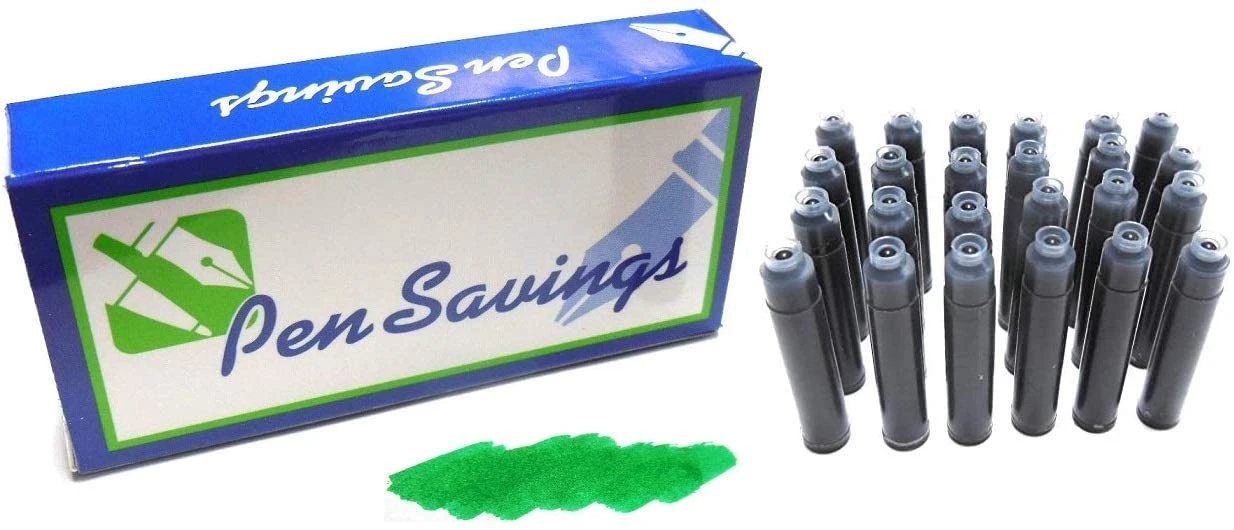 24 Standard International Short Fountain Pen Ink Cartridges, Irish Green 3 24 Standard International Short Fountain Pen Ink Cartridges, Irish Green