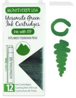 Monteverde International Standard Fountain Pen Ink Cartridges, Yosemite Green