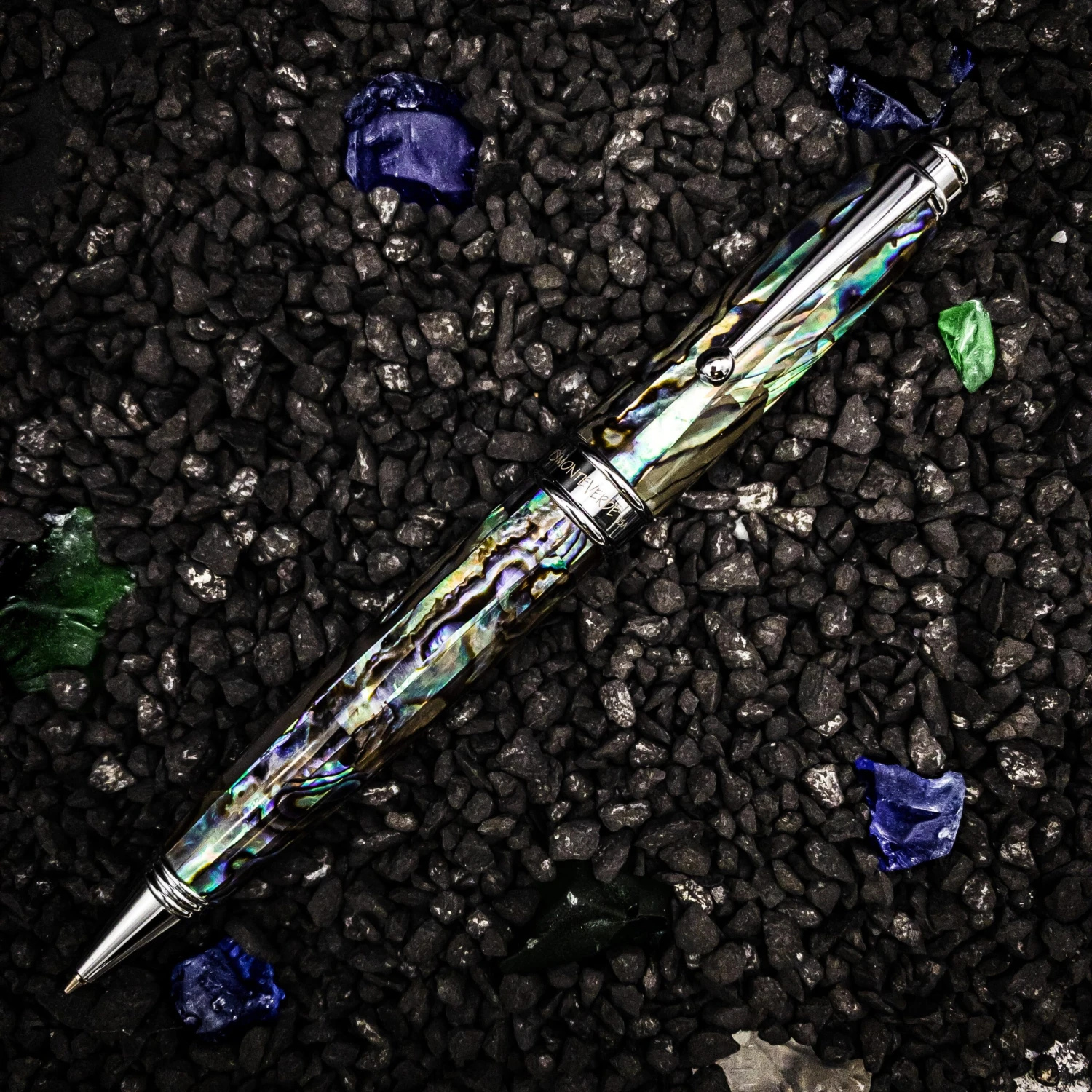Monteverde Invincia Limited Edition Abalone Shell Ballpoint Pen, Chrome Trim 3 Monteverde Invincia Limited Edition Abalone Shell Ballpoint Pen, Chrome Trim