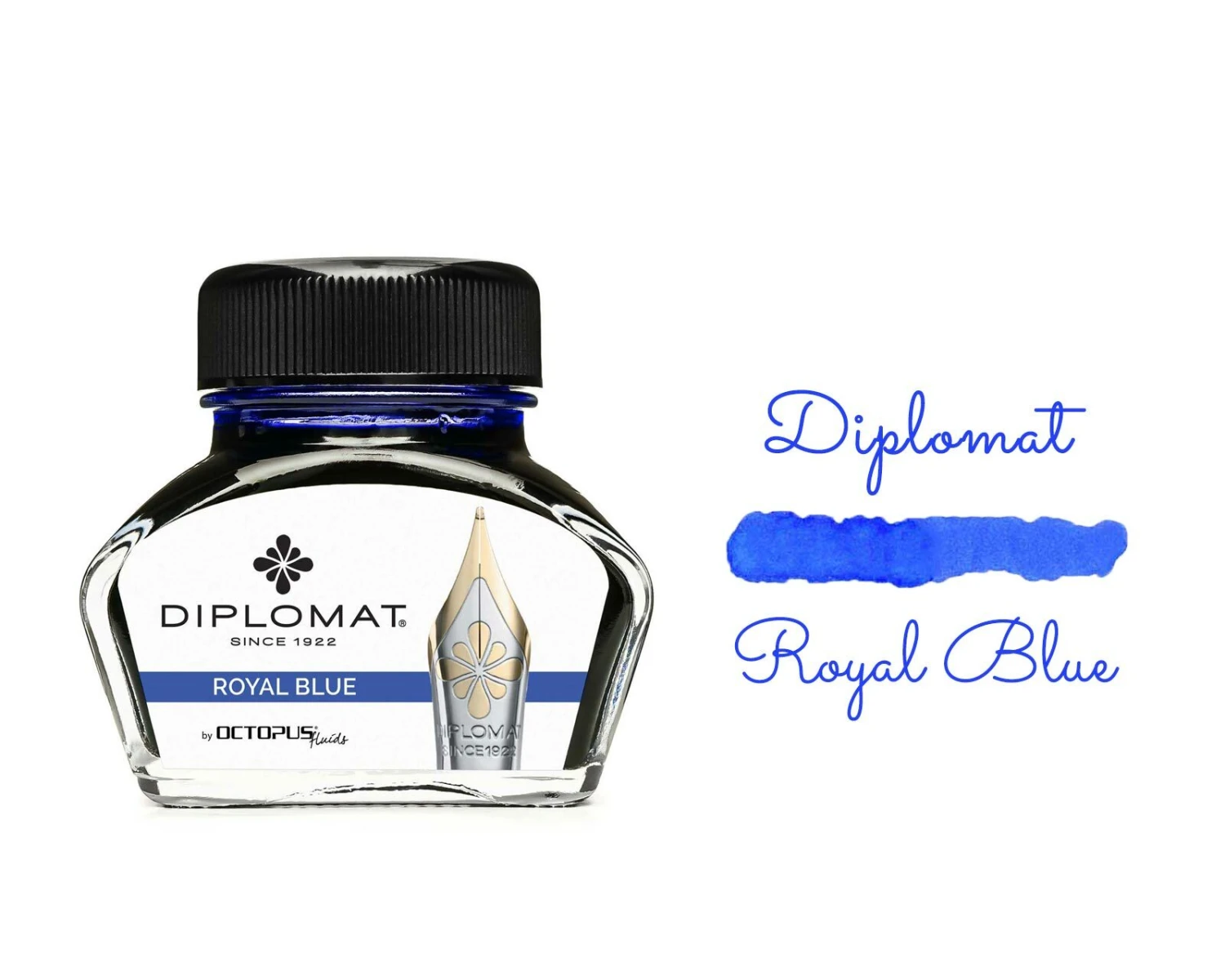 Diplomat Octopus Fountain Pen Ink Bottle, 30ml, Royal Blue 3 Diplomat Octopus Fountain Pen Ink Bottle, 30ml, Royal Blue