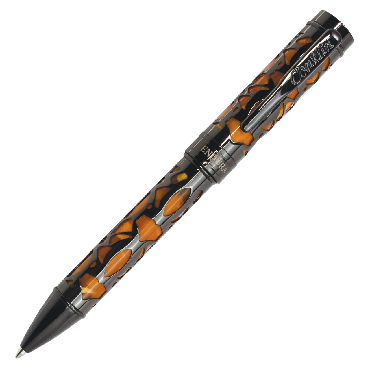 Conklin Endura Deco Crest Ballpoint Pen, Orange & Gunmetal 3 Conklin Endura Deco Crest Ballpoint Pen, Orange & Gunmetal