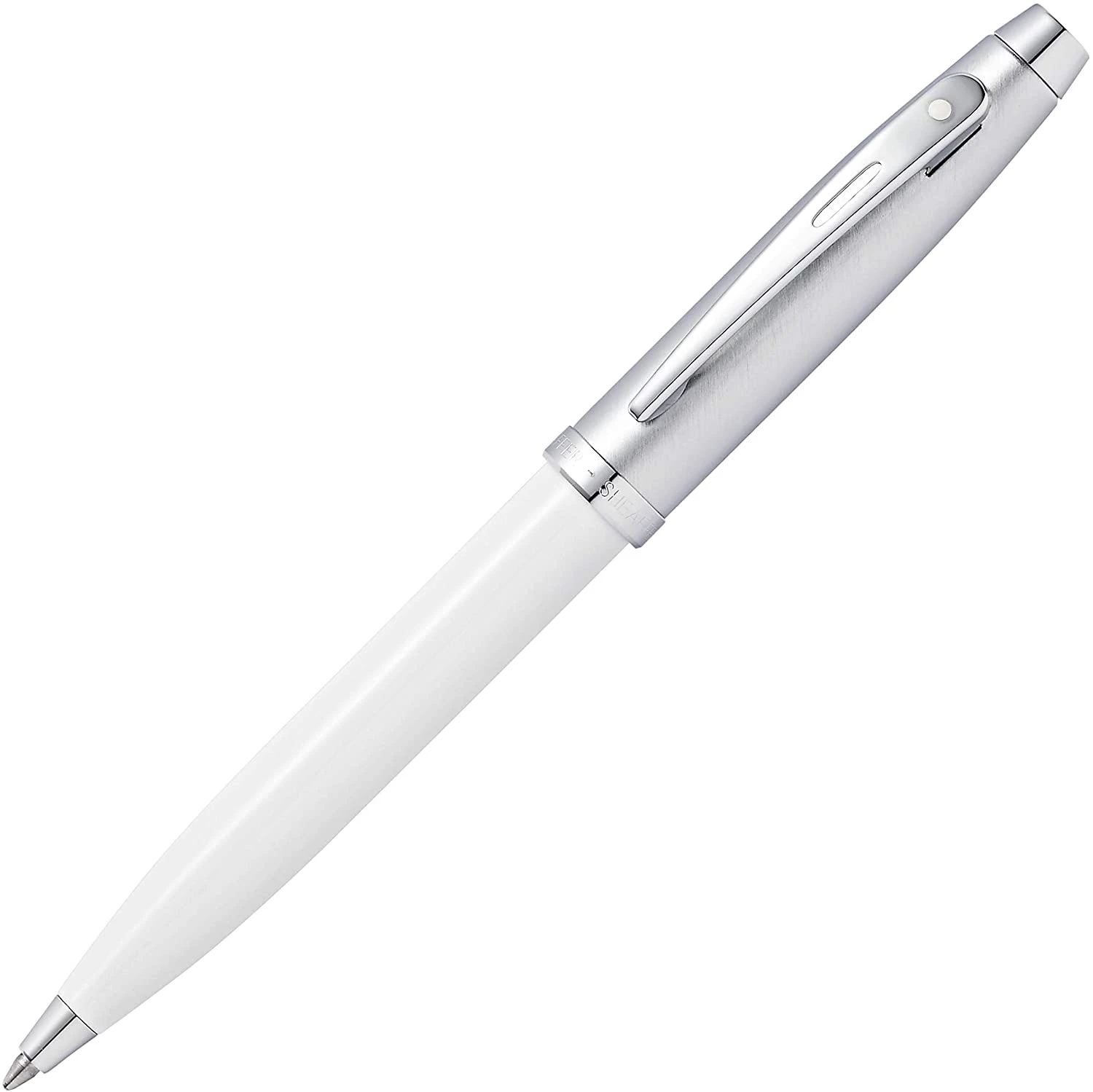 Sheaffer 100 Ballpoint Pen, White Lacquer & Brushed Chrome 3 Sheaffer 100 Ballpoint Pen, White Lacquer & Brushed Chrome