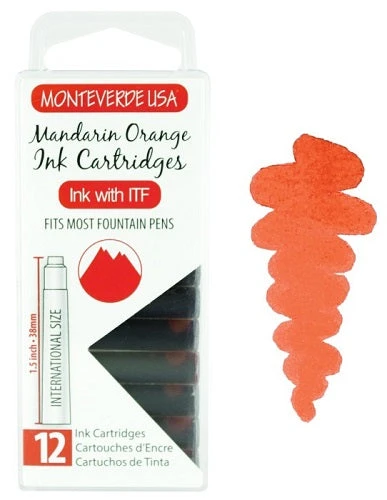 Monteverde International Standard Fountain Pen Ink Cartridges, Mandarin Orange 3 Monteverde International Standard Fountain Pen Ink Cartridges, Mandarin Orange