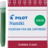 Pilot Namiki Fountain Pen Ink Cartridges, Green, 6pk -Schmidt Store pgreen